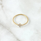 Anillo Flor Punteada Esferas 1.2gr / T7 3/4 / Circones Blancos Oro Amarillo 18K