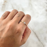 Anillo Flor Punteada Esferas 1.2gr / T7 3/4 / Circones Blancos Oro Amarillo 18K