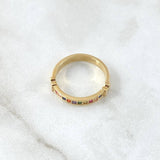 Anillo Carril Oso TS 3.15gr / T6 1/4 / Circones Multicolor Oro Amarillo 18K