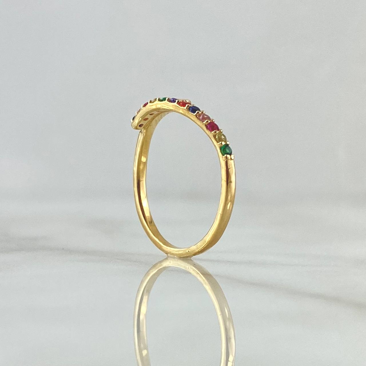 Anillo Lineas Onduladas 2gr / T7 1/4 / Circones Multicolor Oro Amarillo 18K