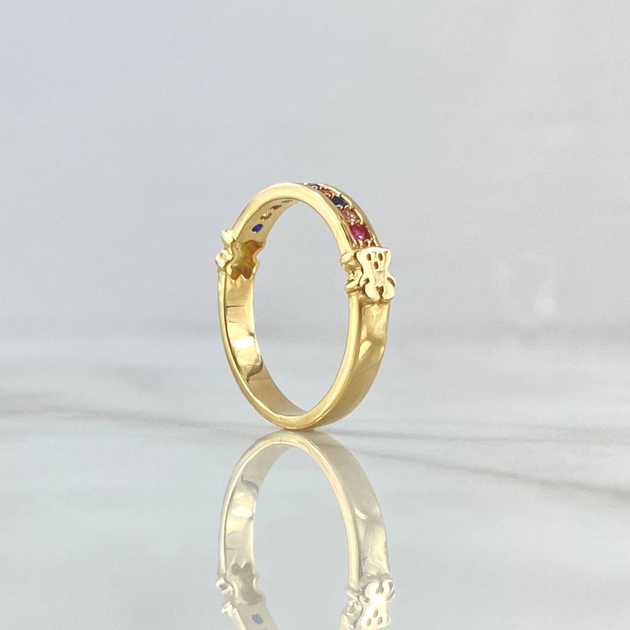 Anillo Carril Oso TS 3.15gr / T6 1/4 / Circones Multicolor Oro Amarillo 18K