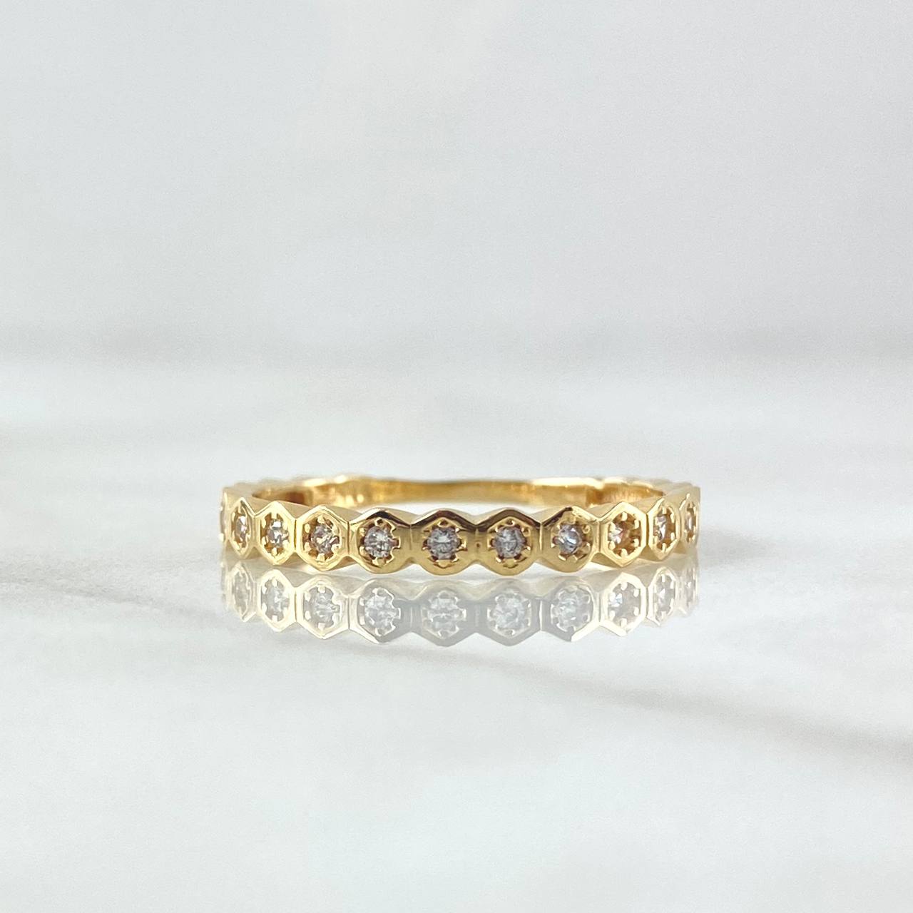 Anillo Pluri Ojos Parciales 1.7gr / T7 / Circones Blancos Oro Amarillo 18K