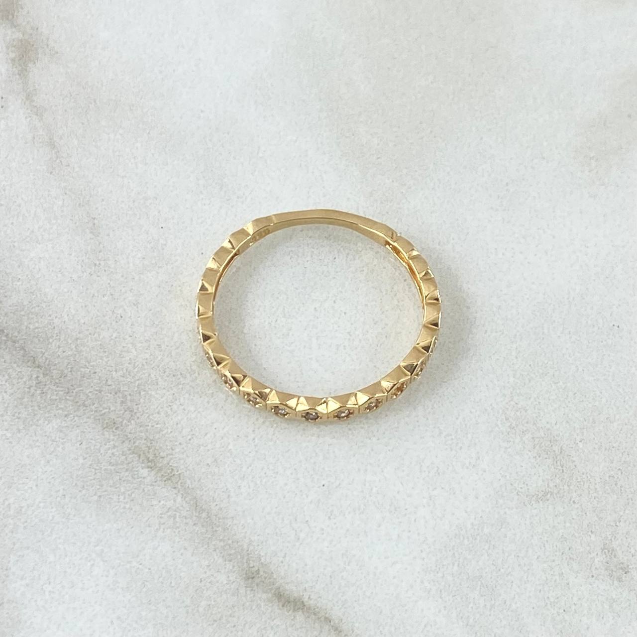 Anillo Pluri Ojos Parciales 1.7gr / T7 / Circones Blancos Oro Amarillo 18K