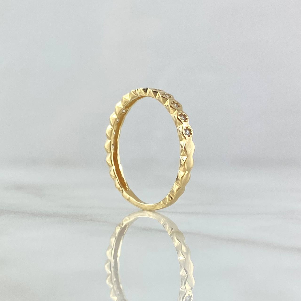 Anillo Pluri Ojos Parciales 1.7gr / T7 / Circones Blancos Oro Amarillo 18K