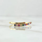 Anillo Lineas Onduladas 2gr / T7 1/4 / Circones Multicolor Oro Amarillo 18K