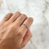 Anillo Lineas Onduladas 2gr / T7 1/4 / Circones Multicolor Oro Amarillo 18K