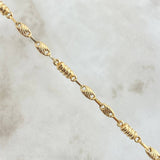 Cadena Rustica Cilindro Escama 9.3gr / 50cm / 4mm Rayada Oro Amarillo 18K ©