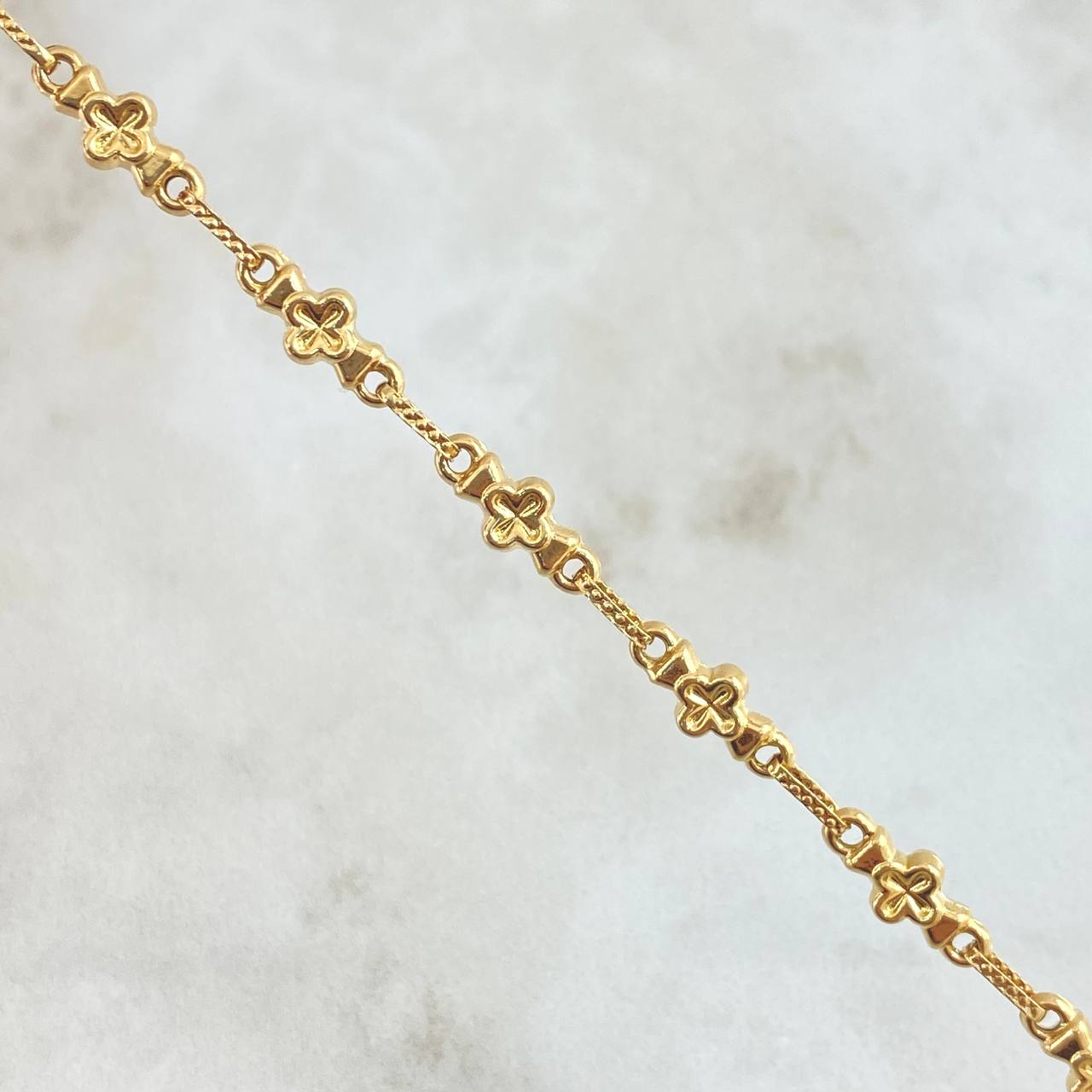 Cadena Rustica Floreada 11.25gr / 60cm / 5mm Diamantada Oro Amarillo 18K