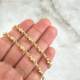 Cadena Rustica Floreada 11.25gr / 60cm / 5mm Diamantada Oro Amarillo 18K
