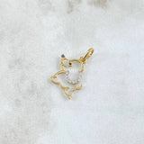 Dije Perro Silueta 0.65gr / 1.5cm-2cm / Circones Blancos Oro Amarillo 18K