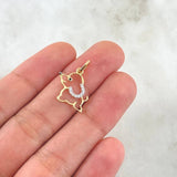 Dije Perro Silueta 0.65gr / 1.5cm-2cm / Circones Blancos Oro Amarillo 18K