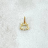 Dije Cara de Gato Silueta 0.35gr / 1.2cm / Circones Blancos Oro Amarillo 18K