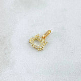 Dije Cara de Gato Silueta 0.35gr / 1.2cm / Circones Blancos Oro Amarillo 18K