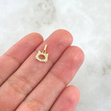 Dije Cara de Gato Silueta 0.35gr / 1.2cm / Circones Blancos Oro Amarillo 18K