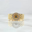 Anillo Correa Corona Circular 7.15gr / T11 / Cicones Blancos Oro Amarillo 18K
