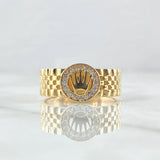Anillo Correa Corona Circular 7.15gr / T11 / Cicones Blancos Oro Amarillo 18K