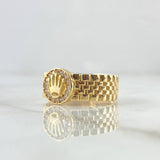 Anillo Correa Corona Circular 7.15gr / T11 / Cicones Blancos Oro Amarillo 18K