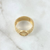 Anillo Correa Corona Circular 7.15gr / T11 / Cicones Blancos Oro Amarillo 18K