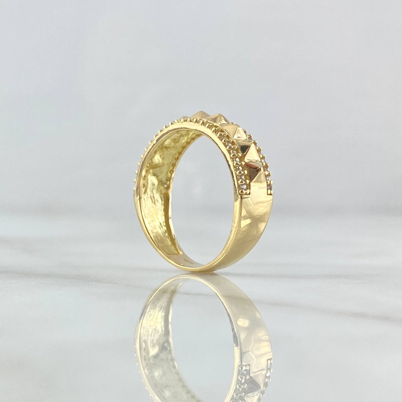 Anillo Puas Rombicas 4gr / T7 / Cicones Blancos Oro Amarillo 18K