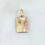 Dije Placa Cristo 0.9gr / 2cm / Texturizada Tres Oros 18K