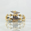 Pulsera Negra Herraje San Miguel Arcangel 11.1gr / 6mm - 7mm Bolas Lisas - Diamantadas 20 Und Oro Amarillo 18K ©