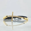 OPulsera Negra Herraje Cruz Circones Negros 4.1gr / 5mm Bolas Diamantadas 12 Und Oro Amarillo 18K ©