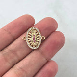 Herraje Virgen de Guadalupe 2.2gr / 1.7cm Ovalo Circones Verdes Fucsias Blancos Oro Amarillo