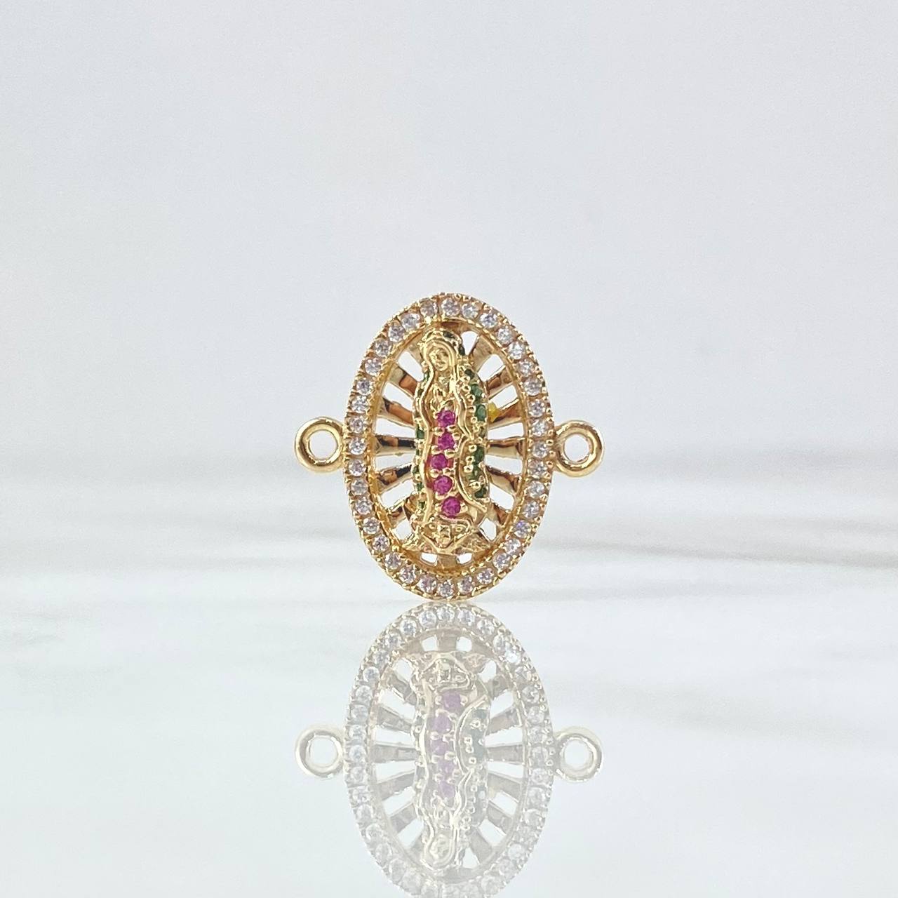 Herraje Virgen de Guadalupe 2.2gr / 1.7cm Ovalo Circones Verdes Fucsias Blancos Oro Amarillo
