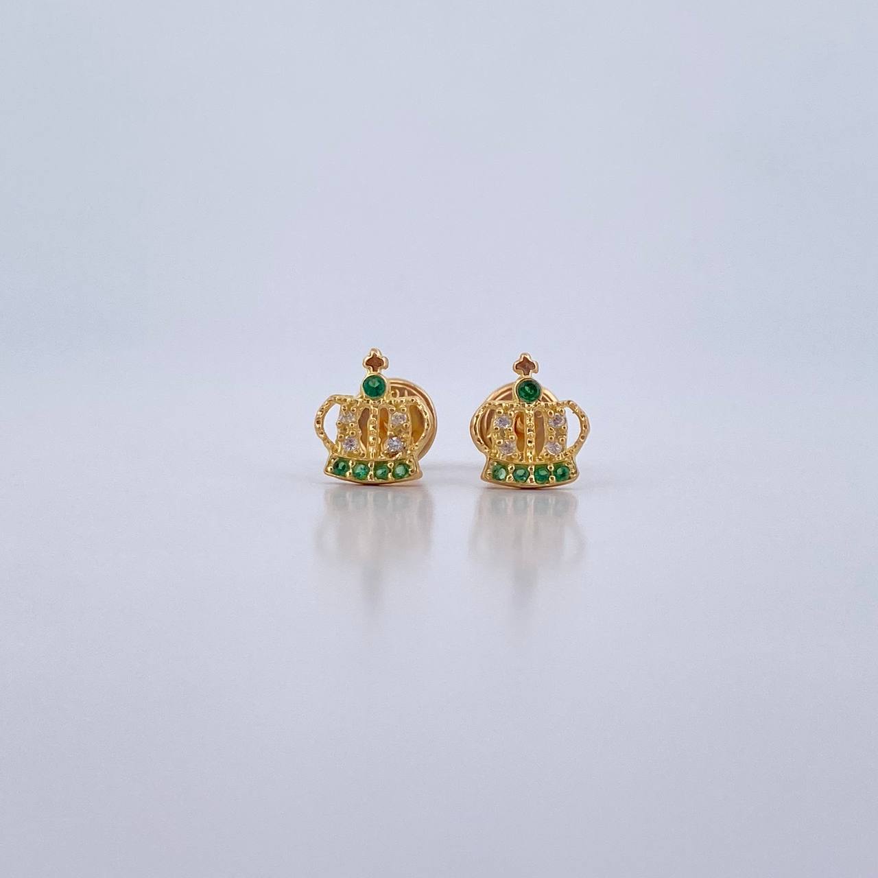 Topos Corona Real 0.9gr / Circones Verdes Blancos Oro Amarillo 18K &