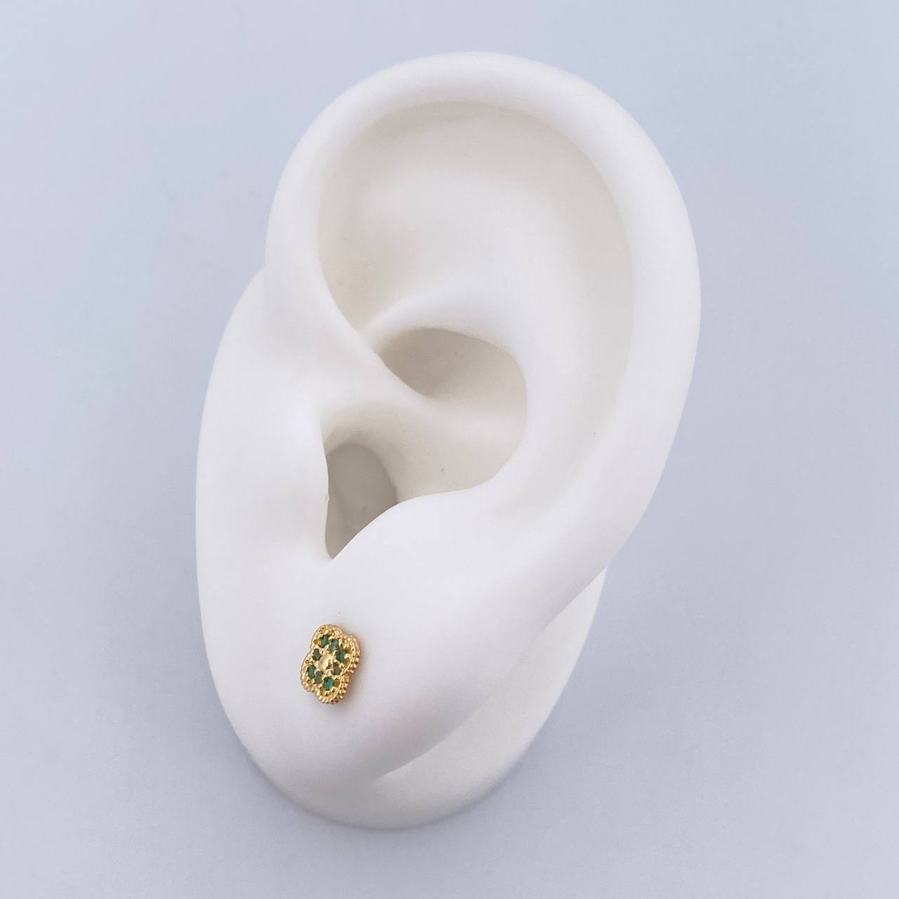 Topos Trebol 0.85gr / Circones Verdes Oro Amarillo 18K $