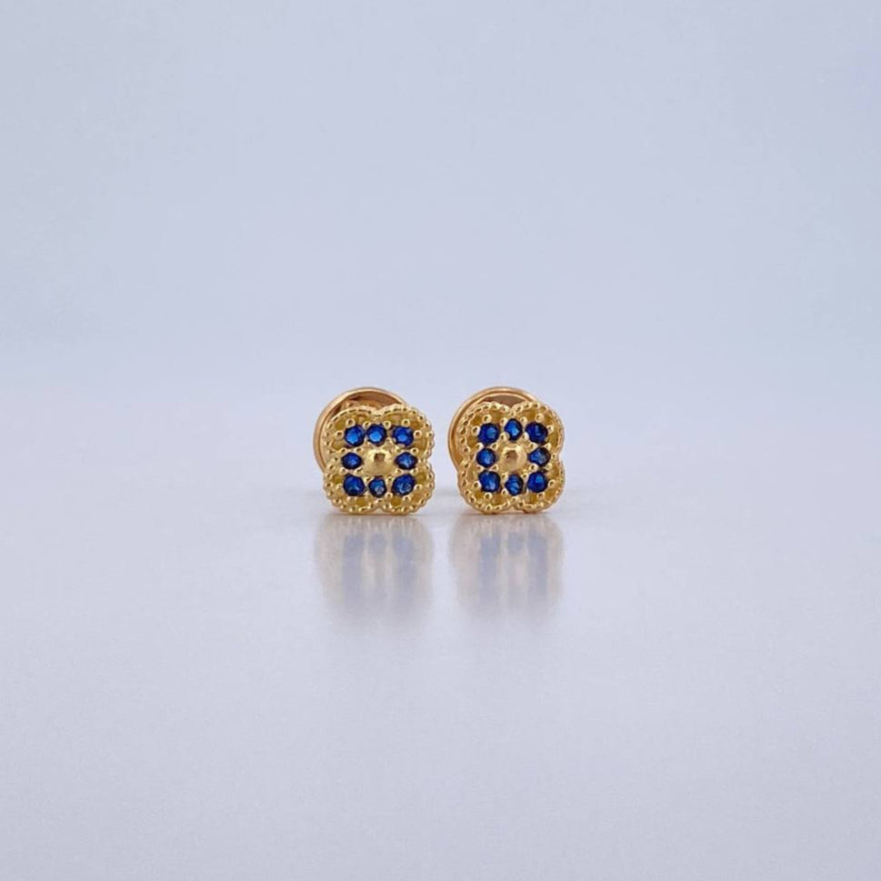 Topos Trebol 0.9gr / Circones Azules Oro Amarillo 18K $