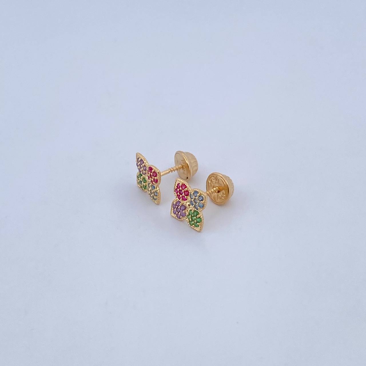 Topos Flor 1.15gr / Circones Verdes Azules Fucsias Morados Oro Amarillo 18K $