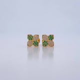 Topos Flor 1.1gr / Circones Verdes Blancos Oro Amarillo 18K &