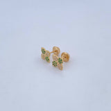 Topos Flor 1.1gr / Circones Verdes Blancos Oro Amarillo 18K &