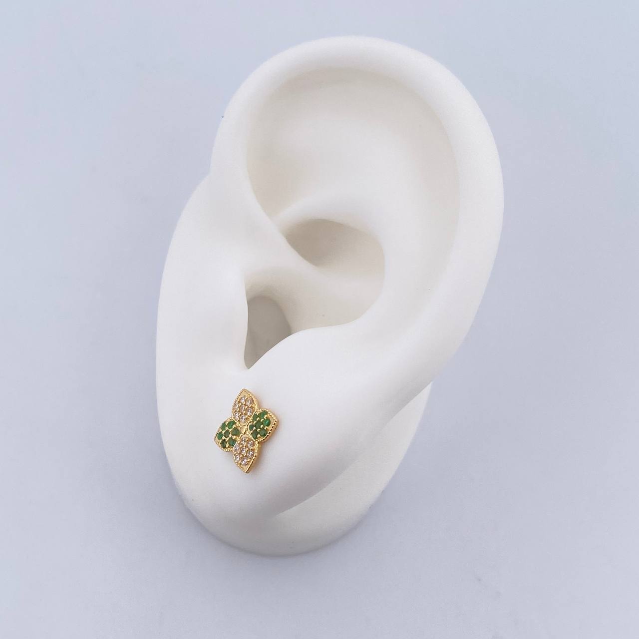 Topos Flor 1.1gr / Circones Verdes Blancos Oro Amarillo 18K &
