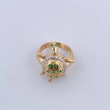 Anillo Tortuga 7.85gr / T7 / Circones Verdes Dos Oros Amarillo Blanco 18K &