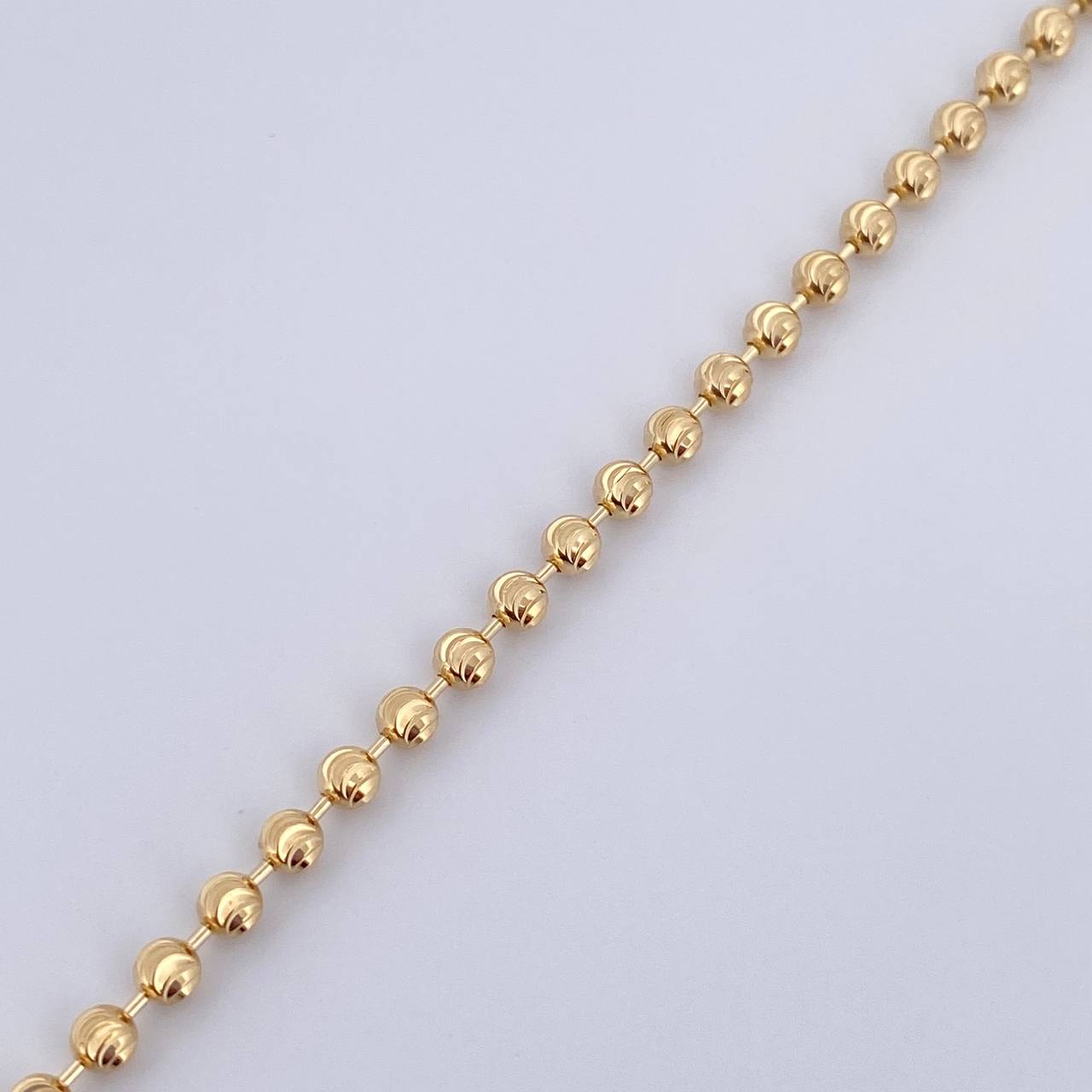 Tobillera Militar 7.65gr / 25.8cm / 3mm Diamantada Luna Oro Amarillo +3 18K &