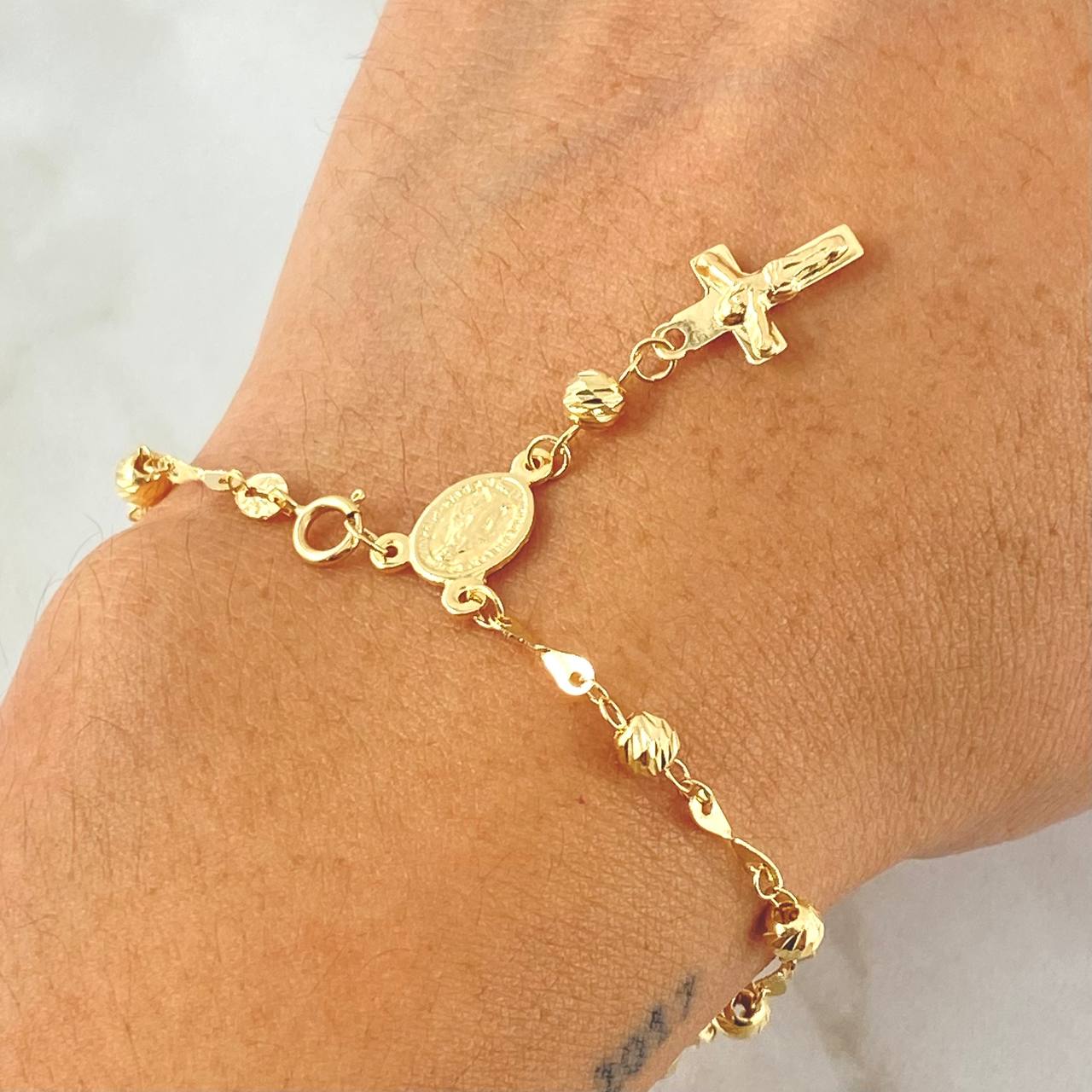Pulso Denario Virgen Milagrosa 2.74gr / 17cm / Oro 18K *