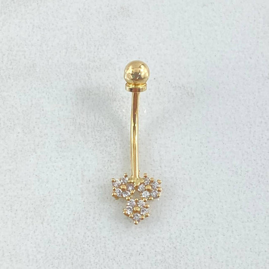 Piercing Ombligo Flores 0.45gr / 2cm / Nac.Esp. Oro 18K *