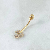 Piercing Ombligo Flores 0.45gr / 2cm / Nac.Esp. Oro 18K *