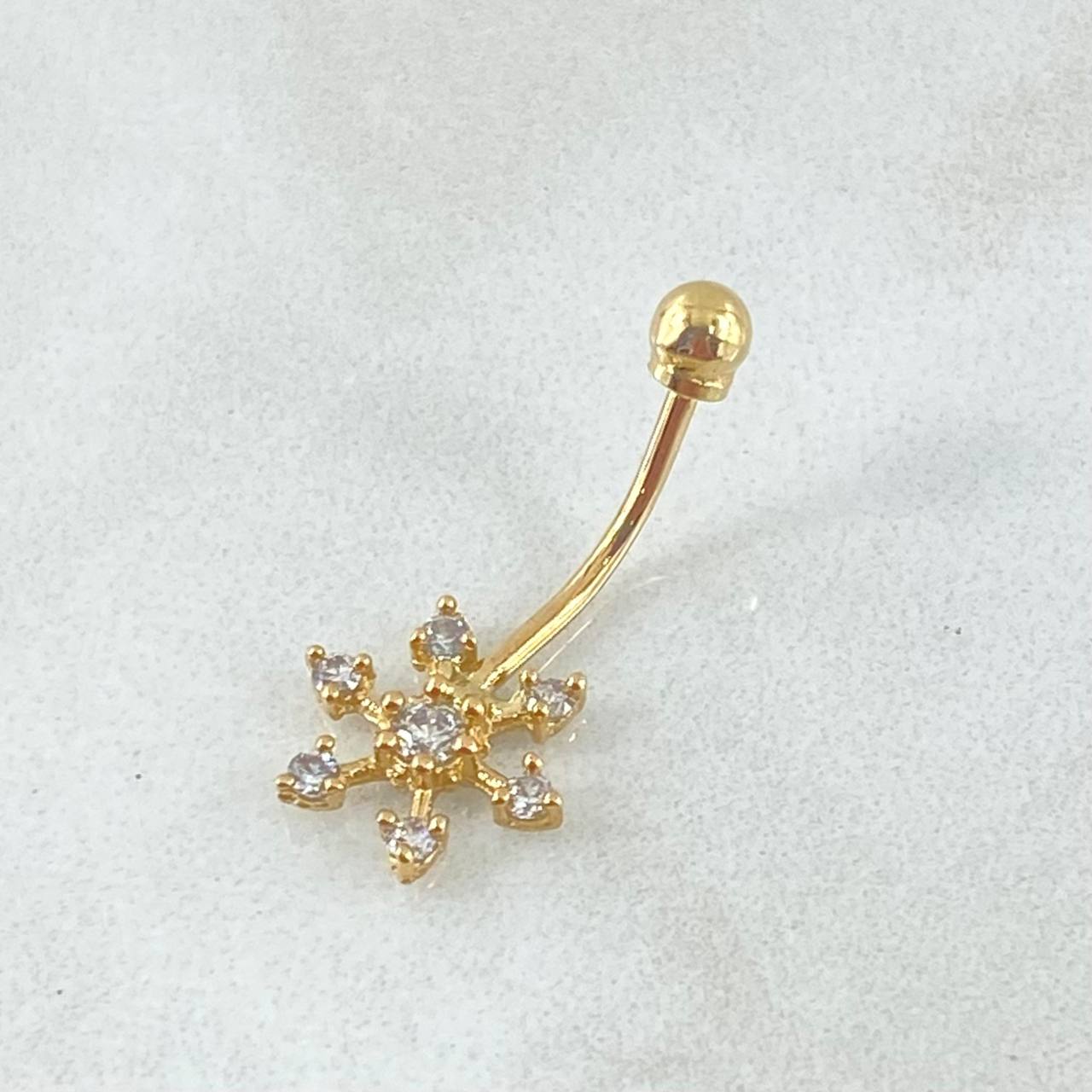 Piercing Ombligo Flor 0.65gr / 2cm / Nac.Esp. Oro 18K *