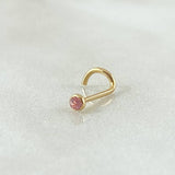 Piercing Chispa Circon Rosado 0.15gr / 1cm / Nac.Esp. Oro 18K *
