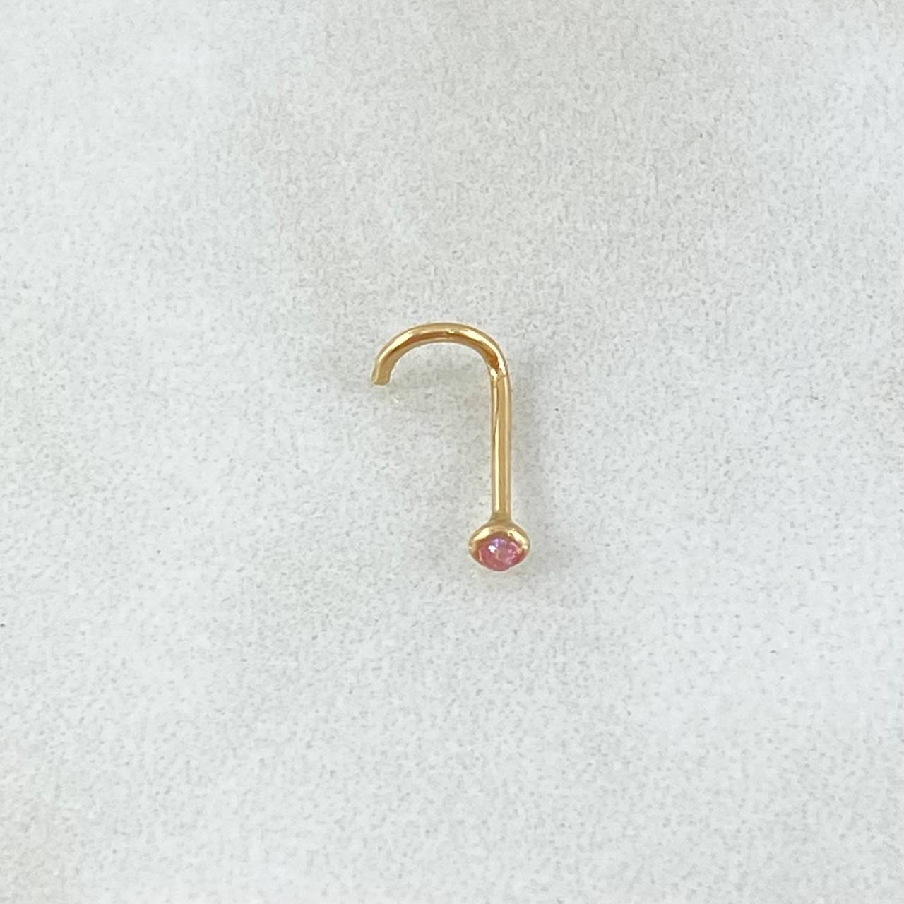 Piercing Chispa Circon Rosado 0.15gr / 1cm / Nac.Esp. Oro 18K *