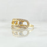 Anillo Carril Trio De Burbujas 3gr / T7 3/4 / Circones Blancos Oro Amarillo 18K
