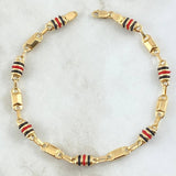 Pulso Rustico Barril 5.05gr / 20cm / 5mm Cauchos Negros Rojos Oro Amarillo 18K ©