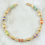 Pulso Rustico Rayado Combinado 5.05gr / 19cm / 4.7mm Cauchos Colores Oro Amarillo 18K ©