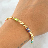 Pulso Rustico Rayado Combinado 5.05gr / 19cm / 4.7mm Cauchos Colores Oro Amarillo 18K ©