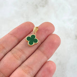 Dije Treból VCyA 0.9gr / 2cm / Malaquita Verde Borde Punteado Oro Amarillo 18K ©