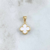 Dije Treból VCyA 0.9gr / 2cm / Nacar Blanco Punteado Oro Amarillo Nac.Esp. 18K ©