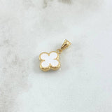 Dije Treból VCyA 0.9gr / 2cm / Nacar Blanco Punteado Oro Amarillo Nac.Esp. 18K ©